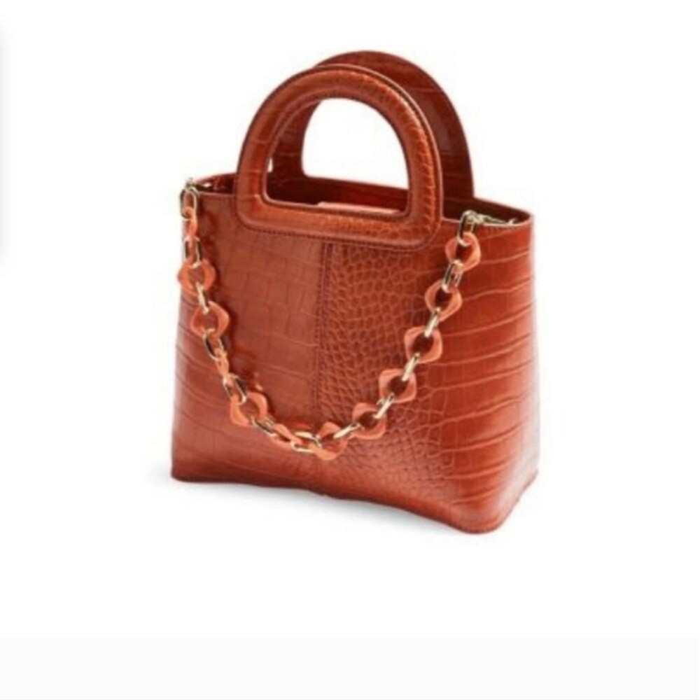 Topshop Tia Croc Embossed Faux Leather Satchel Bag NWT